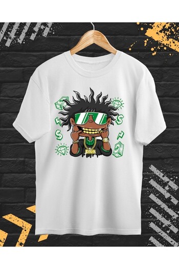 OEM - Men's T-Shirt with Print, Rich, Cotton, White, XXL INTL