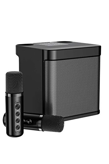 SU.YOSD YS 203 Portable Wireless Bluetooth Karaoke Speaker Stereo Bass Dual Microphone Black