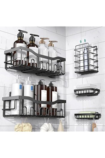 Generic Shower Caddy 5 Piece Set, Shower Caddy Bathroom Organizer, Wall Mount Shower Organizer with Hooks,
