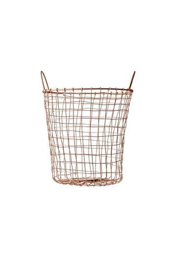 Generic Handmade Pure Copper Wire Round Basket Extra Large With Handles Contemporary Finish