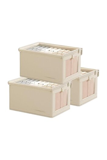 Generic Set of 3 Wardrobe Storage Organiser With Clear Window, Foldable Storage Boxes, Wardrobe Storage Org