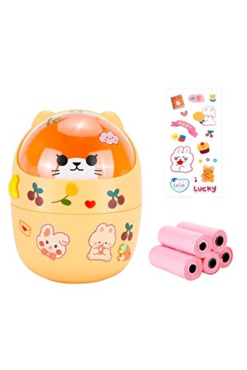 Generic Benting Mini Trash Can, Cute Small Trash Can with Lid, Desktop Paper Bin with 5 Rolls of Bin Liners