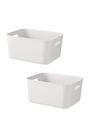 Generic FCG Home - 2 Pack - White Box Pantry Cupboard Storage Organizer Basket Bin (Medium)