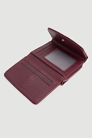 Gusto Zipper Detailed Mini Wallet - Plum