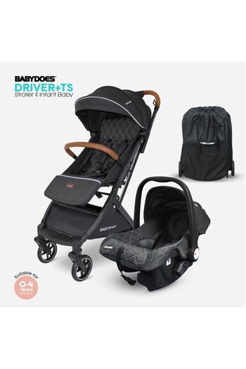 Babydoes DRIVER+ TS - Baby Stroller with Travel System, 5-Point Harness, 0-4 Years - Black