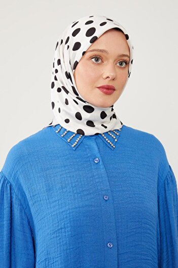 Levidor Cream Polka Dot Pattern Twill Digital Scarf