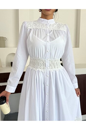 suphias Imported Poplin Fabric & Lace Detailed Dress (Lined)