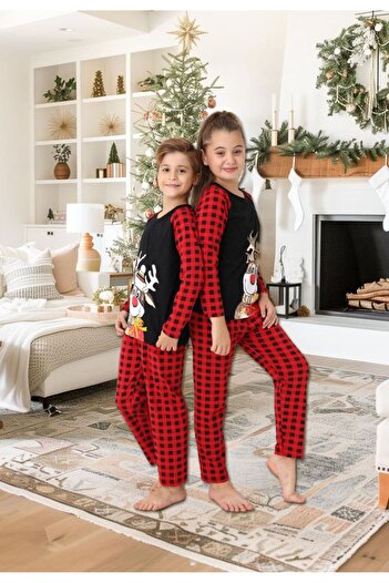 Welike Children's pajamas with Christmas motifs, reindeer and bell