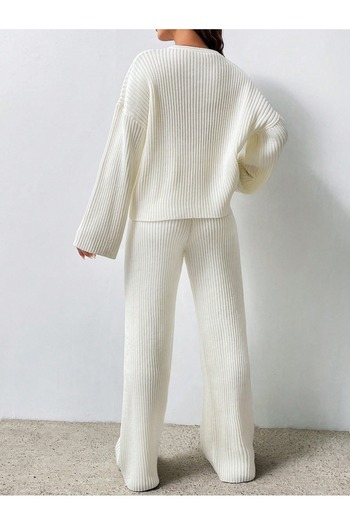 Puella Tkm0004 Women's Spain Ribbed Spanish Sleeve Sweater-Spanish Leg Pajama Knitwear Set
