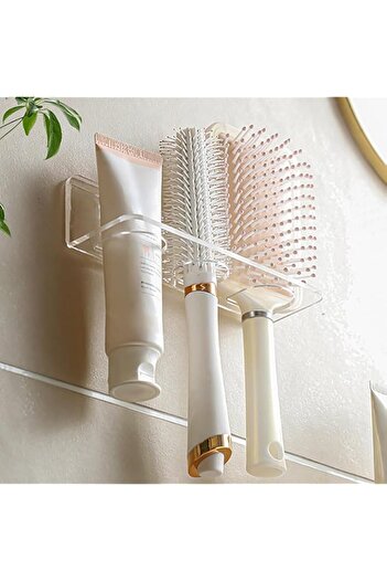 Generic Acrylic Hair Brush Holder for Bathroom Adhesive Hair Tool Organizer Wall Mounted Comb Holder Organi