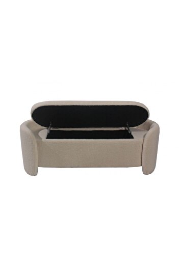 Danube Home Edlyn Boucle Storage Bed Bench - Cream Upholstered Seating with Solid Wood Frame - 2-Year Warranty