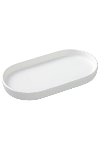 Generic White Round Soap Dispenser Tray, 8'' Ceramic Vanity, Soap and Lotion Bottle Tray, Organizer Plate f