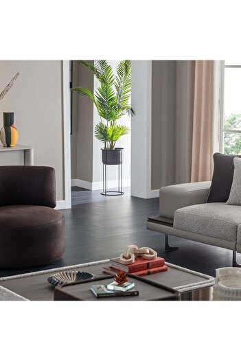 Danube Home Intenso Dark Brown Fabric Arm Chair - 87x83x78cm, Stylish Metal Frame 1-Seater Sofa, 2 Yrs Warranty