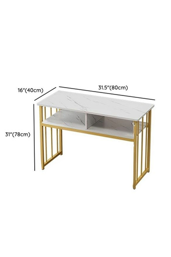 Türkiye Nail Table with Shelves 15.7" W x 30.7" H White Manicure Table with Gold Frame - L 100 x W 40 x H 78