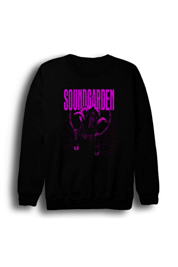 fame-stoned Soundgarden - Music Band Printed Unisex 100% Cotton Black Crew Neck Sweatshirt