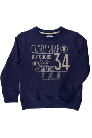 Ozmoz By Mukadder Özden Organic Cotton Printed Navy Blue Winter Boys' Sweatshirt