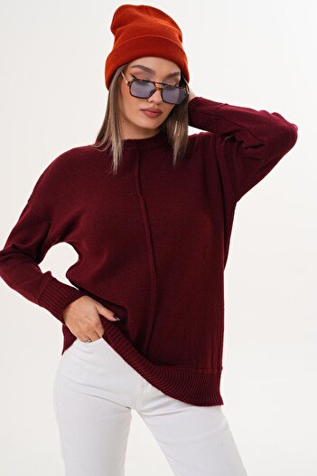 ŞİMAL Women's Green Embroidered Knitted Sweater 255165 -