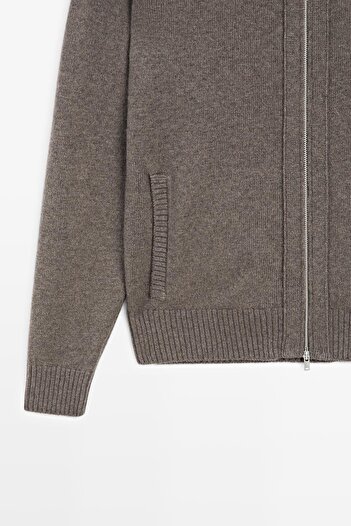 Massimo Dutti Fermuarlı yün karışımlı hırka
