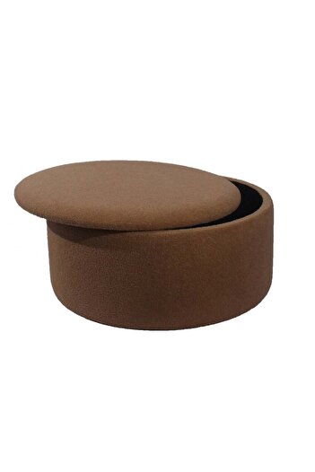 Danube Home Edlyn Light Brown Boucle Fabric Storage Ottoman - Stylish Seating with 2-Year Warranty, 100x100x45cm