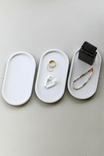 betonmall Concrete Gray Oval Tray |   Handmade Modern Jewelry, Candle and Accessory Organizer