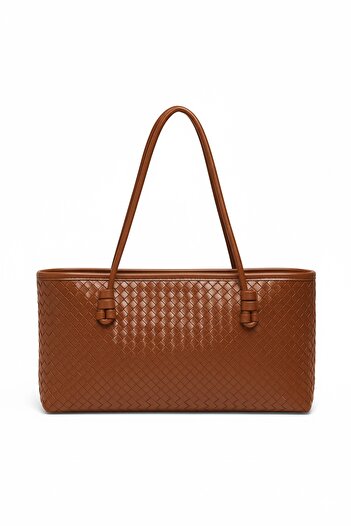 BAHELS Women's Loven Long Tote Bag Brown Braided