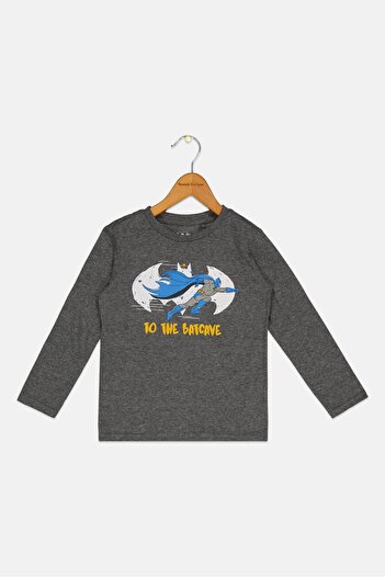 Sinsay x Batman Toddlers Boy Graphic Print Long Sleeve T-Shirt, Grey