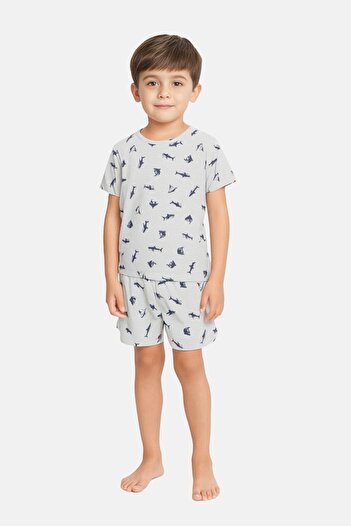 Sinsay Kids Boy 2 Pieces Short Sleeve Allover Print Top And Bottom Pajama, Multicolor