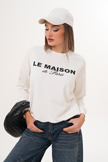 ŞİMAL Women's Printed Three Thread Sweatshirt 255321 -