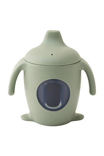 Choice 055-Sage Color Kids 1PCS Silicone Penguin Sippy Cup Transparent Baby Water Bottle BPA Free Leakproof