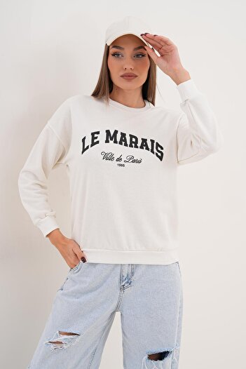 ŞİMAL Women's Printed Three Thread Sweatshirt 255324 -