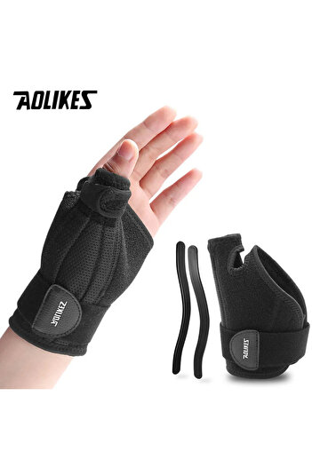 Aolikes Left Hand 1681-Black 1PCS Thumb Splint with Wrist Support Brace-Thumb Brace for Carpal Tunne