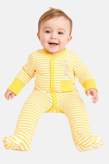 Hamleys Toddlers Boy Long Sleeve Stripe Sleepwear Bodysuit, Multicolor