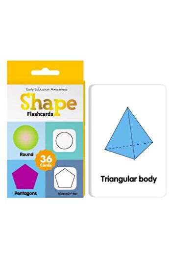 OEM Educational flashcards for children, 36 geometric shapes cards, English learning, 11.5x7.8 cm
