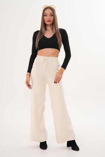 ŞİMAL Women's Wide Leg Knitwear Knitted Trousers 255166 -