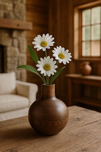ENYAZA(2024) Nordic Style Decorative Modern Minimalist Handmade Wooden Vase Flower Holder Top Model