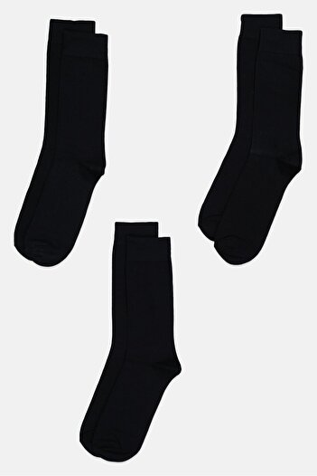 London Fog Men 3 Pairs Plain Terry Socks, Navy