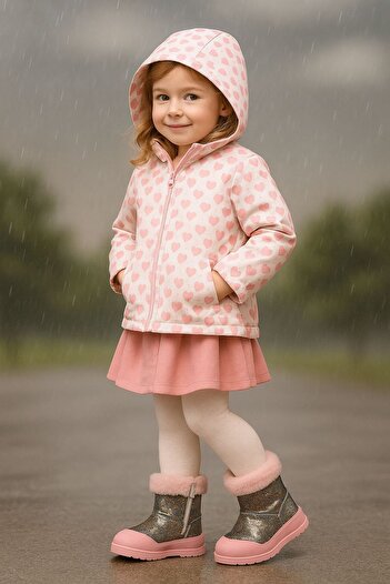AYS SHOES Girl's Orthopedic Sole Waterproof Transparent Coated Anti-Slip Sole with Glitter Inside Fur Waterproof Boots