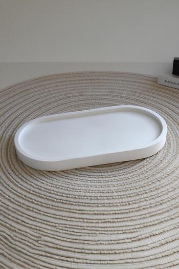 betonmall Concrete Gray Oval Tray |   Handmade Modern Jewelry, Candle and Accessory Organizer