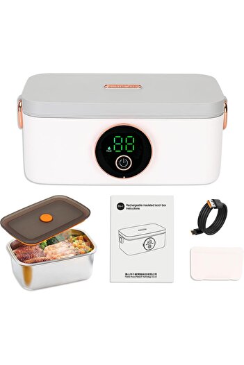 Fipka Heated Electric Lunch Box, Automatic Heating-Cordless, 1L Capacity, Self Heating for Office, Car, an