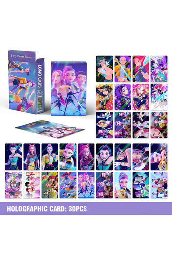 Choice 30pcs K-pop Double-Sided Laser Card Students Fashion Collectible Anime Cartoon Animation Kids Gift T