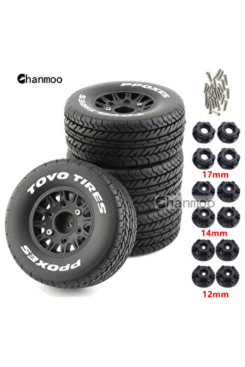 Choice 4pcs black A RC Truck Wheels & Rubber Tires 12 14 17mm Hex for 1/8 1/10 Scale RC On Road Car HSP Son