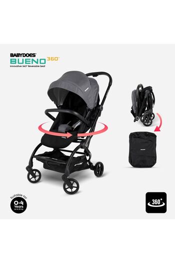 Babydoes Bueno 360 - Baby Stroller With A 360° Rotating Seat, 5-Point Harness, 0-4 Y (Up to 20 kg) - Black