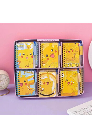 Miniso A-1Pcs-random Pokemon Pikachu Notebook with Pen, Cute Cartoon Diary for School Girls, Kids Stationer