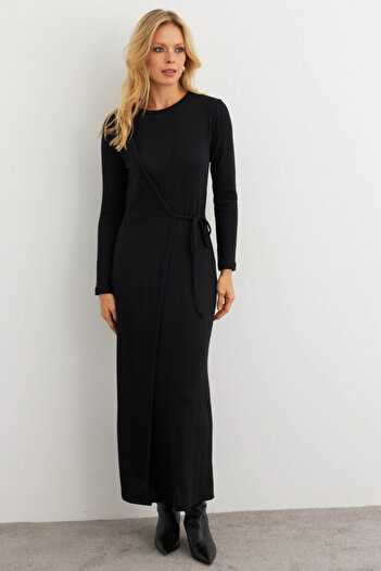 Cool & Sexy Women's Black Double Breasted Maxi Dress Col31