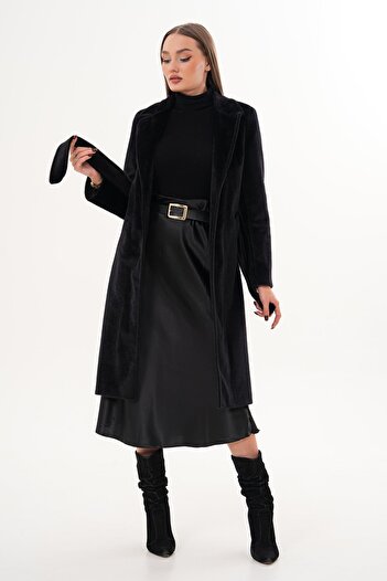 ŞİMAL Women's Belted Plush Coat 255407 -