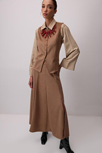 Touché Privé Vest Skirt Suede Suit