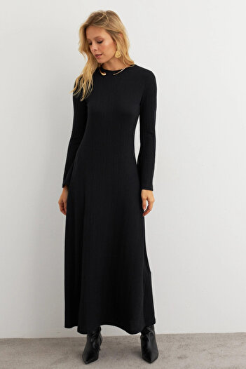 Cool & Sexy Kadın Siyah Basic Maxi Elbise COL30
