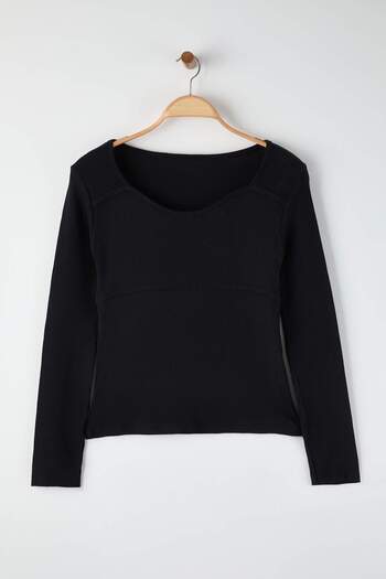 Trendyol Curve Black Camisole Crop Knitted Plus Size Blouse Tbbaw26Af00057
