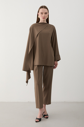 Laluvia Mink Self-Embroidered Blouse and Pants Set - 8752