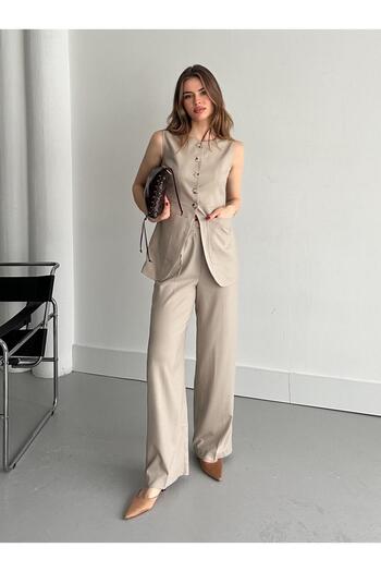 Laluvia Steinbesetztes Westen-Hosen-Set